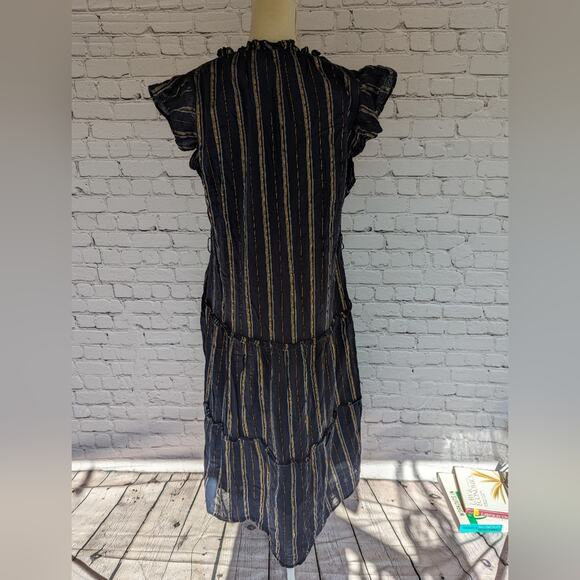 Greylin Natasha Metallic Yarn Dye Midi Dress Large - Picture 6 of 9